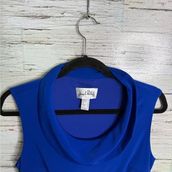 Joseph Ribkoff Blue Sheath Dress with Cowl Neck size 8 - Picture 3 of 7